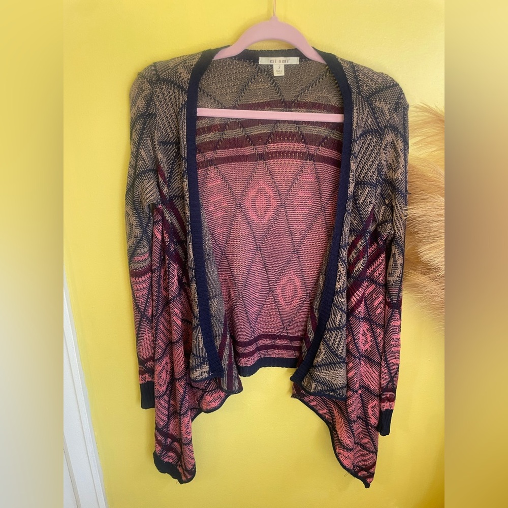 ☀️Miami Geometric Pink and Navy Cardigan